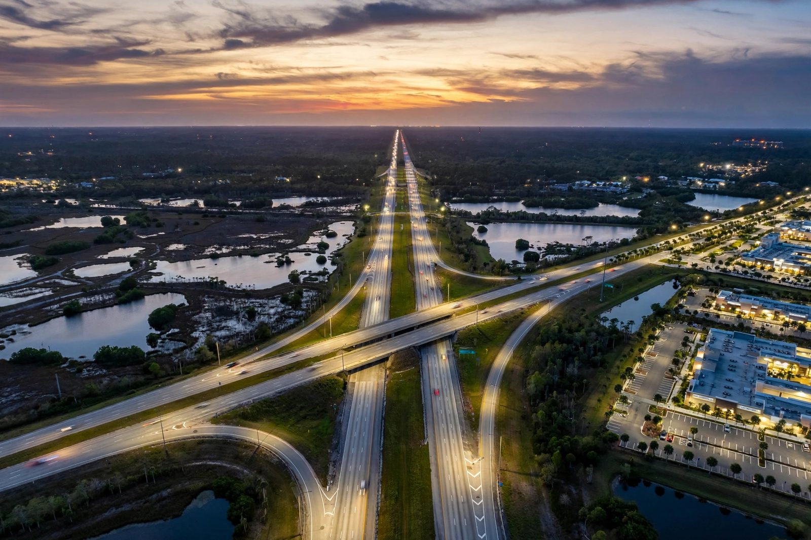 Aerial view of a Fort Myers highway interchange